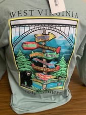 NWT Adult Unisex Simply Southern West Virginia Green LS T-Shirt S-XL DEFECT READ picture