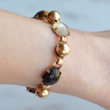 Vintage Bal-Ron 14K Gold-Filled Scarab Bracelet: Egyptian Revival Multi-Stone picture