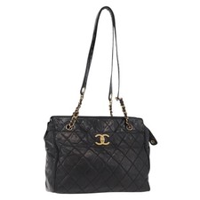 CHANEL Matelasse Chain Shoulder Bag Patent leather Black Gold CC Auth bs37212 picture