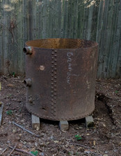 Huge Antique Industrial Riveted Steel Planter or Fire Pit  or Table Base picture