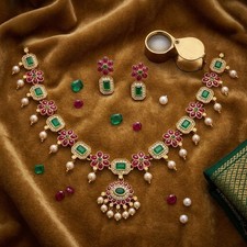 Indian Bollywood Gold Plated Mate Finish NecklaceSet For Wedding Gift Party Wear picture
