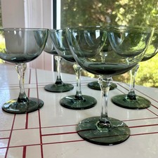 Vintage Lenox Sapphire Smoke Champagne Glasses Set of 6 Tall Sherbets picture