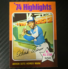 Topps 1975 '74 Highlights Hank Aaron Atlanta Braves MLB Homer Mark Card #1 picture