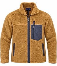 Patagonia Men Brown/Navy Solid Full-Zip Jacket XL Stand-Up Collar Regular Fit picture
