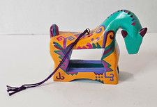 Vtg 1989 C. Steinberg Hand-Painted Wooden Horse Figurine AS IS Missing Drawer picture