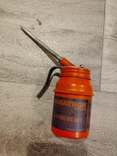 Vintage Marathon Tools 1/4 Pint Pump Oiler Can Red Metal Shop Hand Tool Working picture