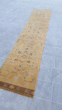 Vintage Area Rug Turkish Oushak Rug Neutral Runner Rug 3x11 Antique Rug picture