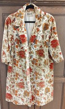 VTG Chasnoff 1960's Ivory Floral Tapestry Carpet Swing Coat; Fully Lined; Size M picture