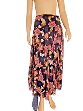 LAUREN RALPH LAUREN Skirt size 10 Peasant Boho tiered Midi black floral NWT picture