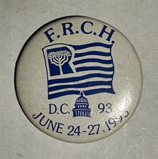 Vintage 1993 F.R.C.H. Washington DC Convention Pinback Button Judaica Menorah picture