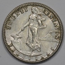 Philippines 1945-D Commonwealth 20 Centavos Silver P902656 picture
