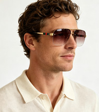 Gucci Double Bridge Square Sunglasses Gradient Lens Web Detail 60□17-140 picture