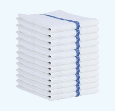 Bar Mop Towels 12 Pack Cotton 16x19 Kitchen Cleaning Blue Stripe picture