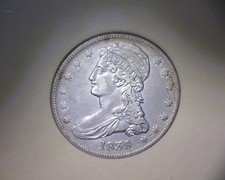 1838 CAPPED BUST HALF DOLLAR🌟REEDED EDGE 🌟90% SILVER🌟A/U DETAIL (CLEANED) picture