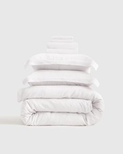 NWT Quince European Linen Duvet Cover Set - White - Full / Queen picture