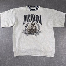 Vintage 1992 Nevada Wolf Pack Sweatshirt Mens L Gray Oneita Short Sleeve NCAA picture