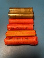 1943-S (4)  rolls D (1) roll Lincoln Wheat Penny  Circulated 6 total  coin rolls picture