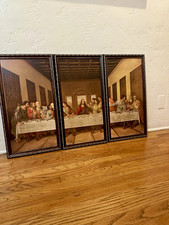 The Last Supper Framed 3-Panel Triptych Wall Art Prints, Christianity picture