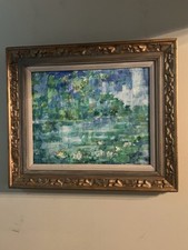 Beautiful 1960s Mid Century Abstract Oil Painting “WaterLillies”, By L. Hirsch. picture