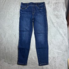 Spanx Jeans Women L (Fits 32x27) Ankle Skinny Whiskered Faded Blue Stretch picture