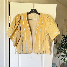 Terry + Toni Vintage Hand Painted Suede Belted Bolero Tan Small GUC picture