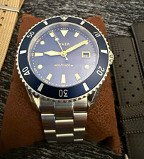 VAER DS4-MN42 Diver 200m 42mm Blue Dial SS Bracelet Date Box Extra Straps SOLAR picture