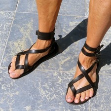 Men's black gladiator sandals Handmade in Italy picture