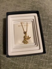 14k Yellow Gold Diamond Cut Praying Little Angel Charm Pendant 1.7 grams picture