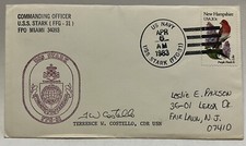 1983 USS STARK FFG-31 FPO MIAMI US NAVAL COVER SIGNED BY COMMANDING OFFICER picture
