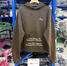 American New Vintage Brown Worn Distressed Hoodie Unisex Street Pullover Coat picture