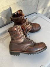 Vintage Chippewa Men’s 9.5 Leather Work Logger Boots Vibram Sole Made in USA picture