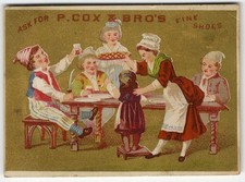 New York Greenwich St CLARK SHOE EMPORIUM P Cox 1880's VICTORIAN Trade Card picture