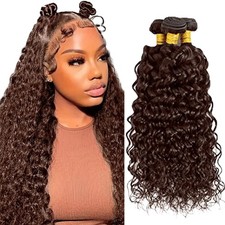 No Shedding Chocolate Brown Human Hair Bundles - 8A Quality, 3 Pack, 20-24 Inch picture