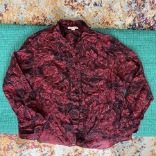 NEW Coldwater Creek Fall Leaf Print Button Down Shirt 2XL Vtg Boho Cottage Witch picture