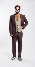Mcm 4 Pc Suit 40 Jacket 38 Inseam 2 Pants 32 Reversible Vest Brown Check Rock picture