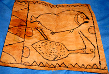 VINTAGE 1930s TAPAS CLOTH HANDMADE FROM TREE BARK SOLOMON ISLANDS 24 X 21 INCH picture