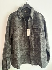 RRL Ralph Lauren Mens Twill Floral Button Front Shirt Jacket Pockets L picture