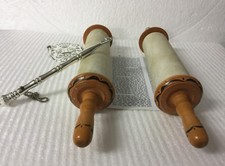 Beautiful Sefer Torah Scroll Hebrew Jewish Holy Bible 32 CM + Pointer (YAD) picture