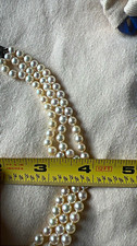 Mikimoto 3-Strand White Round Pearl Beaded Necklace w/ Box Clasp picture