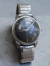 Vintage 1960s Benrus Shock-Absorber 3021 Manual Watch Black Dial 34mm Runs picture