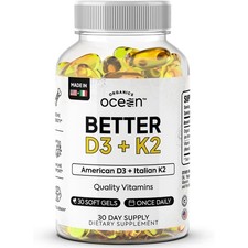 1-3Pack Organics Ocean Better D3 + K2-100% Organic Vitamin D3 and K2 Supplements picture