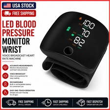 LED Blood Pressure Monitor Wrist Rechargeable Voice Broadcast Heart Rate Machine picture