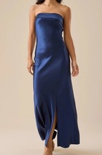 Altar'd State Paityn Midnight/Navy Blue Strapless Satin Maxi Dress Small NWT picture