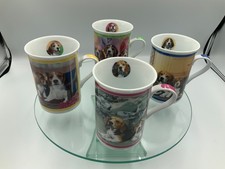 Danbury Mint Beagle Porcelain Tea Coffee Mug Set of 4 Beautiful Beagles Dogs picture