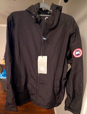 Canada Goose Men's L Black Hooded Full Zip Down Jacket w/ Logo Patch picture