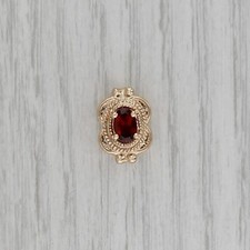 Old Victoria 0.65ct Garnet Slide Bracelet Charm 14k Yellow Gold Vintage picture