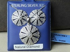 Natural Diamond Sterling Silver .925 Necklace and Earring Set picture