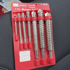 Vintage NOS Craftsman 7 Pc Masonry Drill Bit Set Carbide Tipped Sears USA picture