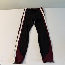 Athleta Crunch 7/8 Tight Black Burgundy White Colorblock Leggings Small picture