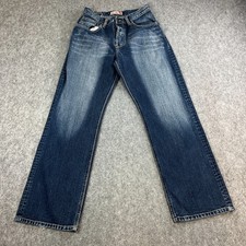 Teddy Smith Mens Jeans Relaxed Baggy Straight 30 30 Dark Wash Blue Whiskers Y2K picture